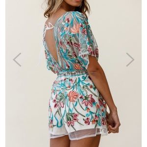 Open Back Dressy Floral Romper
